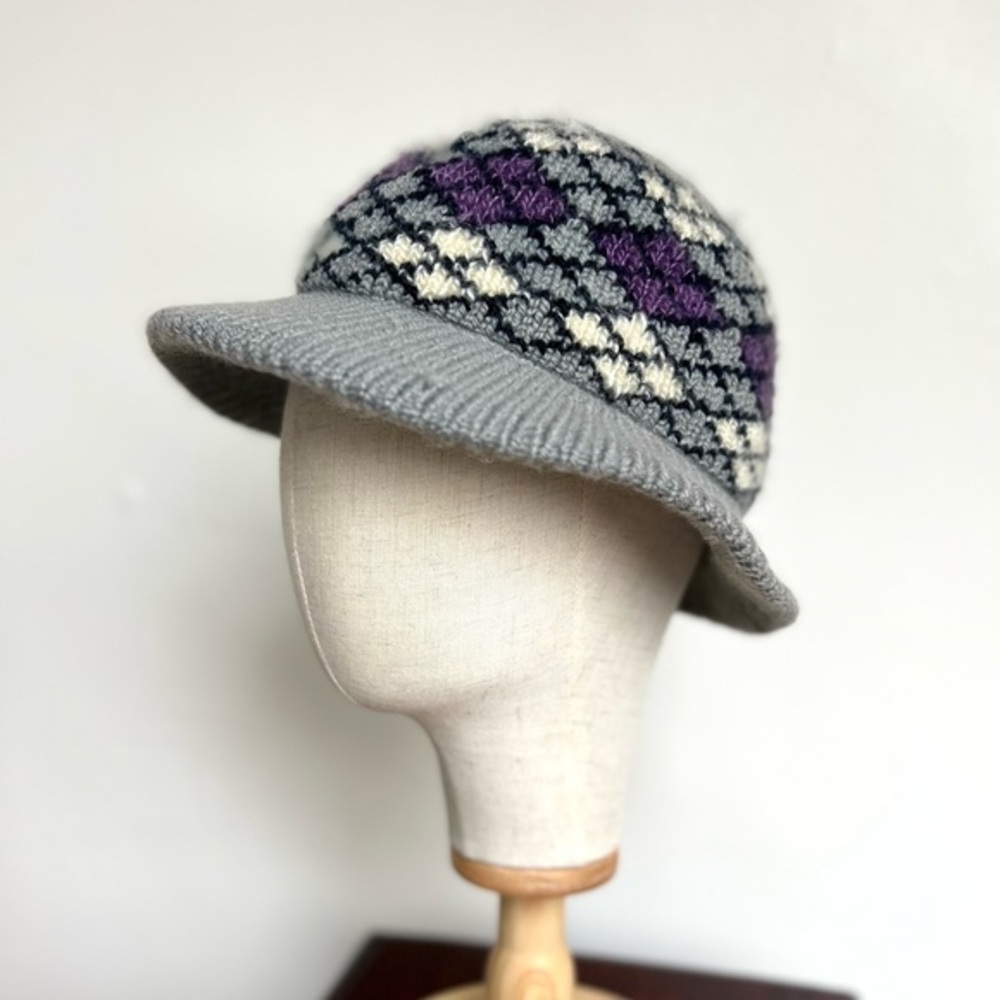 Vintage Argyle Knit Bucket Hat